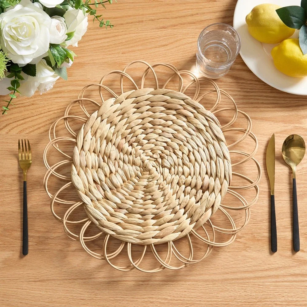 My Texas House 4pc Rattan Placemat Charger Set - Brown 15 In Woven‎ Round